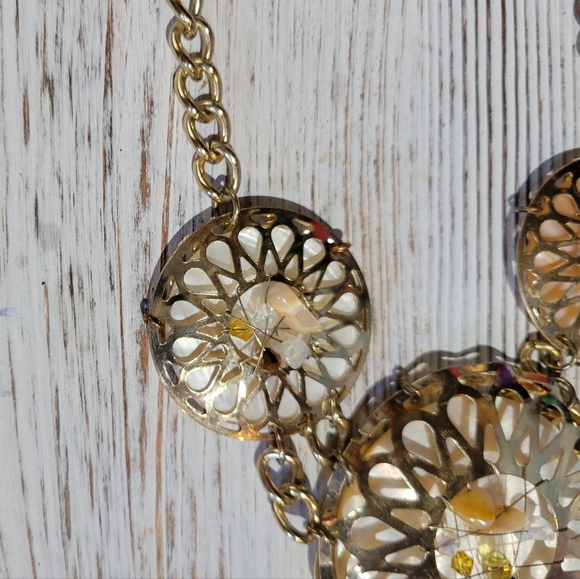 Goldtone Fashion Necklace with Stone Detail - Picture 5 of 7